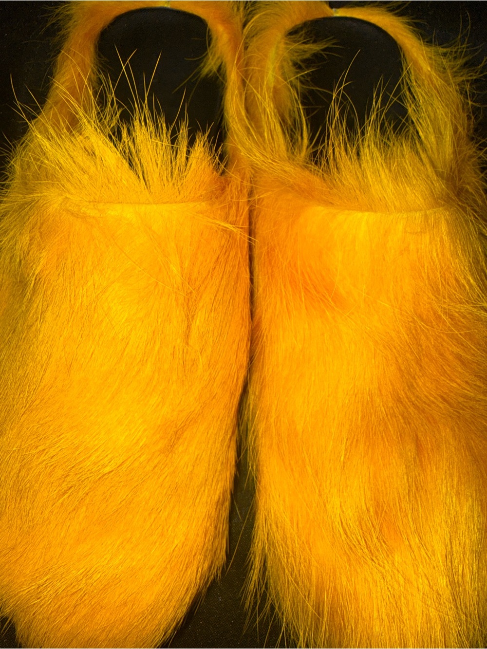 Manolo Blahnik Yellow Faux Fur Small Pet Cushion Slippers